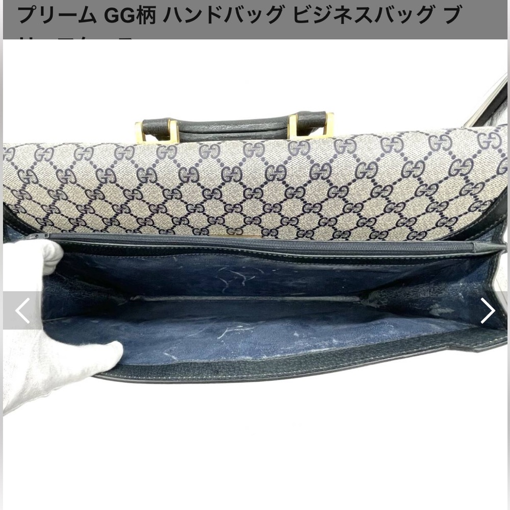 SOLD-SOLD Gucci Vintage Navy and Cream Monogram Briefcase - Picture 4 of 11